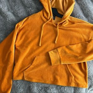 FOREVER21 Corduroy Cropped Hoodie